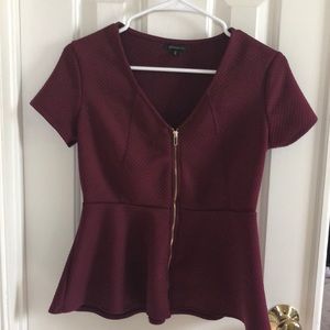 Burgundy Pelham zip front shirt M